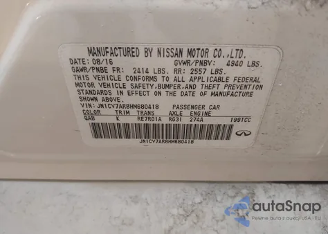 2017 Infiniti Q50 2.0T Premium z USA, uszkodzony, nr VIN JN1CV7AR8HM680418